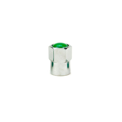 Chrome Hex Valve Cap Plastic w/ Green Top (100ct)