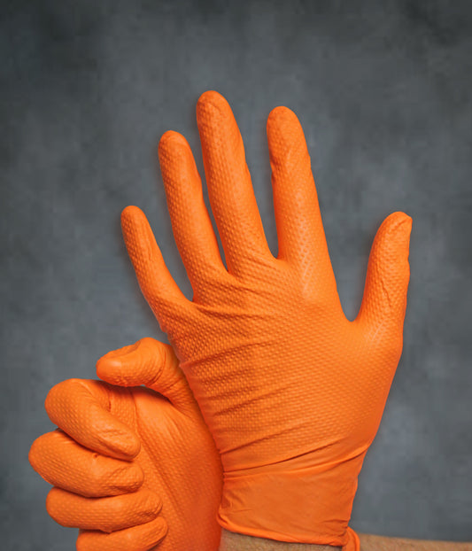 Orange Nitrile CATCH Glove w/ Texture (9mil) - Case/10Bx