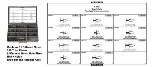 Ergo Tufloks Push Type Retainer Assortment, 12 Hole Plastic Tray